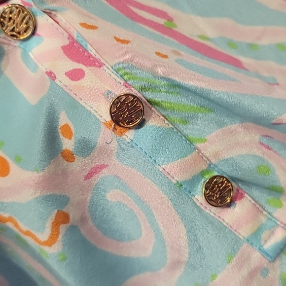 Lilly Pulitzer Jellies Be Jammin Popover Top Silk Small Coastal Beachy FLAWED - Picture 6 of 16